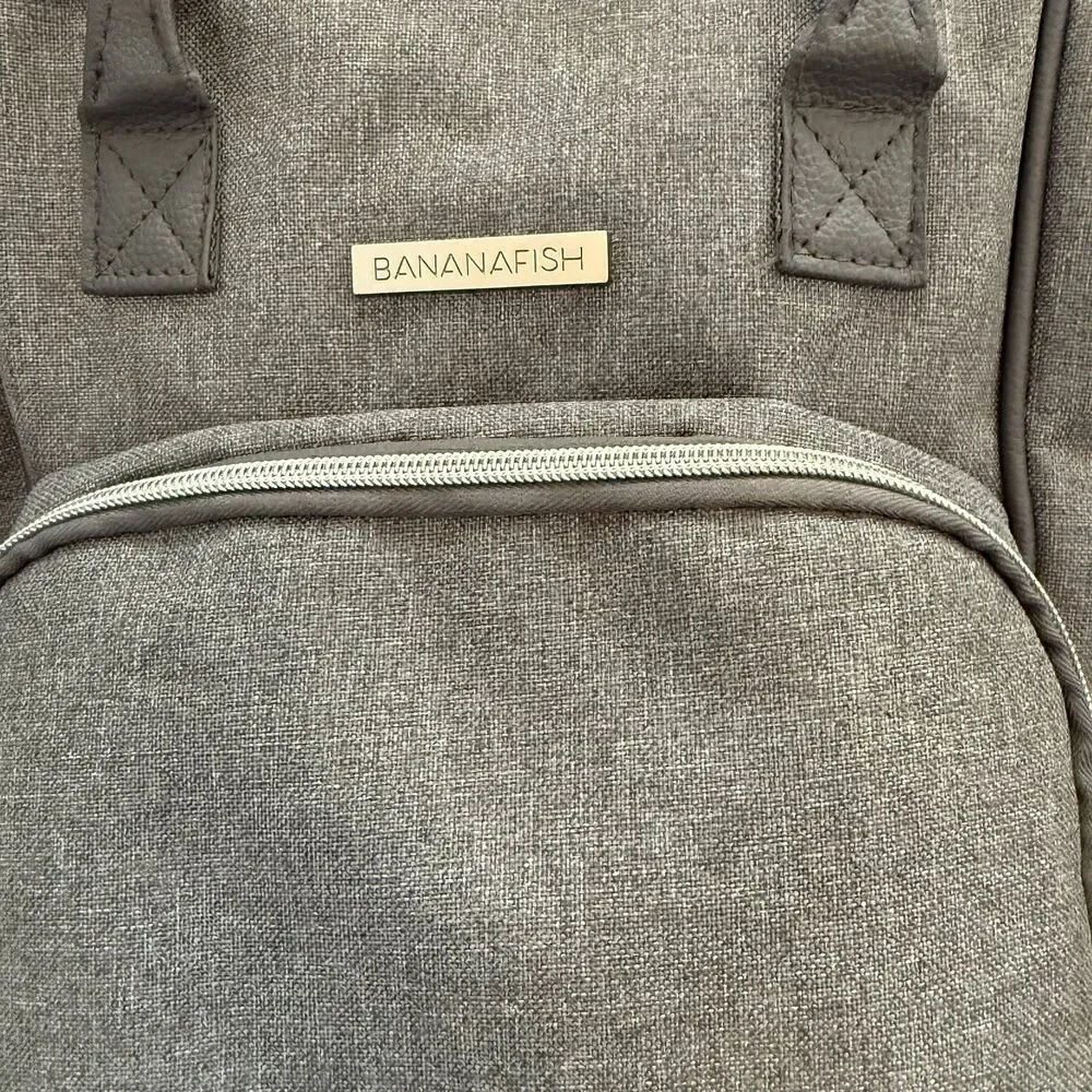 Banana‎ Fish Midi Backpack Diaper Bag Gray Insulated Bottle Holder Changing Pad